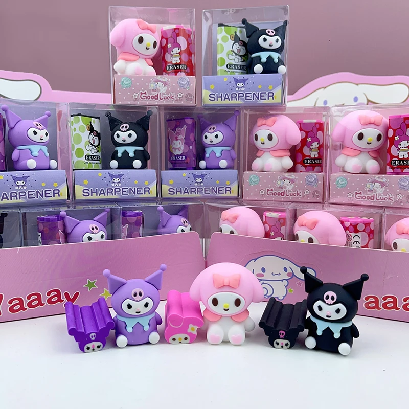 sanrio eraser lapis sharpeners kuromi minha melodia silica gel sharpener estudante papelaria kids school supplies atacado 24 pcs 01