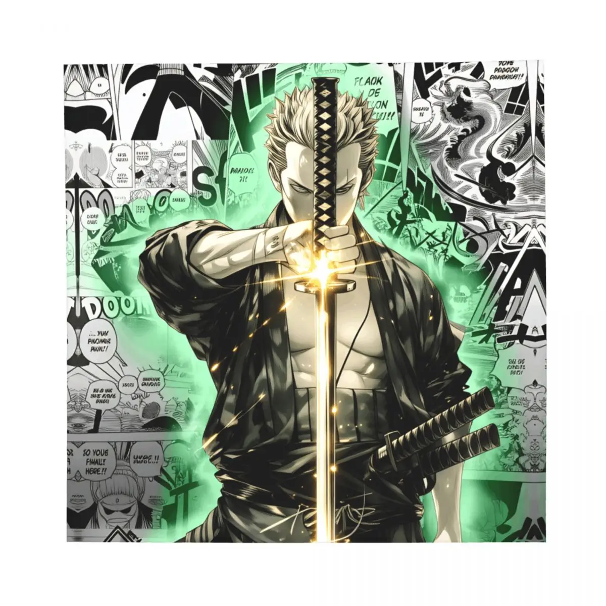 Zoro O-One P-Piece Square Scarf Men Women Neckerchief Comfortable Funny Adventure Anime Comic Bandana Hairband Holiday Parties