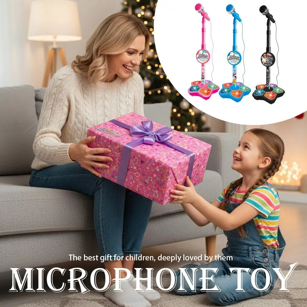 Microfono per bambini con supporto Karaoke Canzone Strumento musicale Giocattoli Giocattolo educativo per l'allenamento del cervello Regalo di compleanno per ragazza ragazzo