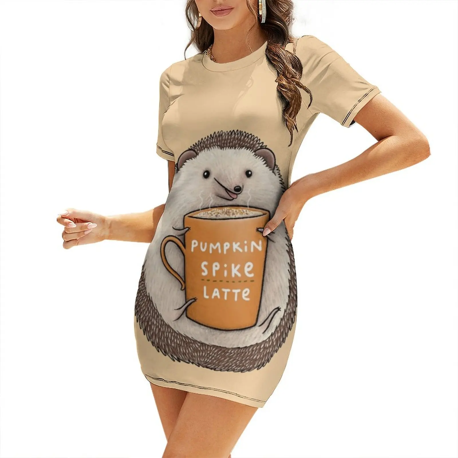 

Pumpkin Spike Latte Short-Sleeved Dress women's evening dresses 2025 dresses women summer 2025 women evening dress Dress