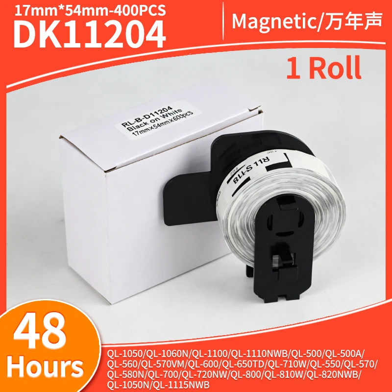 1Roll DK-11204 DK11204 Label Continuous Thermal Paper Compatible for Brother printer QL550/QL570/QL700/QL800 With Holders Labels