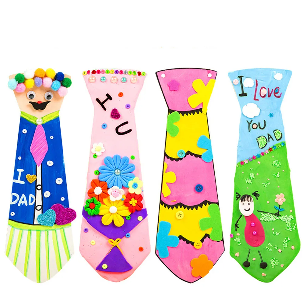 

5 Pcs Wooden Necktie Hand-painted DIY Graffiti Painting Craft Father's Day Gift Eco-friendly Toy Safe Creative Practical Early