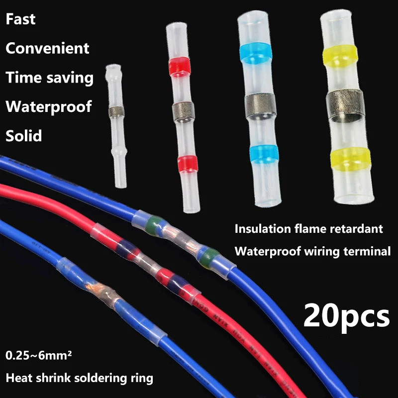 Solder Seal Wire Connectors Waterproof Electrical Cable Terminals Electrical Butt Splice Kit