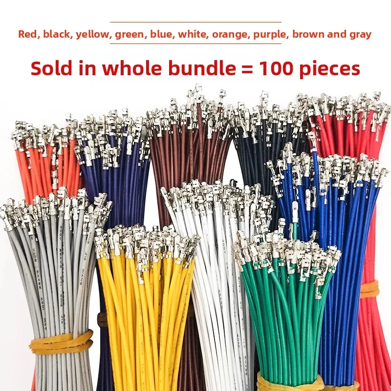 100Pcs XH2.54mm Pitch Single Head Color Terminal Wires 22AWG/24AWG/26AWG Red Black Electronic Connector Wires 10CM-50CM