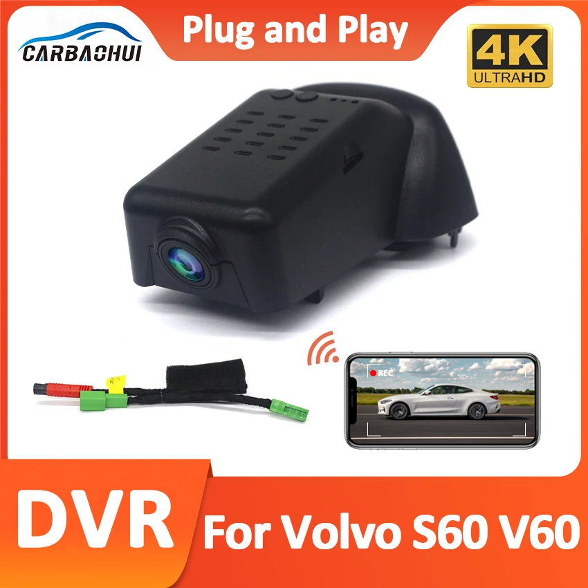 

New!4K UHD 2160p Car DVR Wifi Camera Plug and play Dash Cam Video Recorder Original For Volvo S60 V60 2023 2024 Wireless DashCam