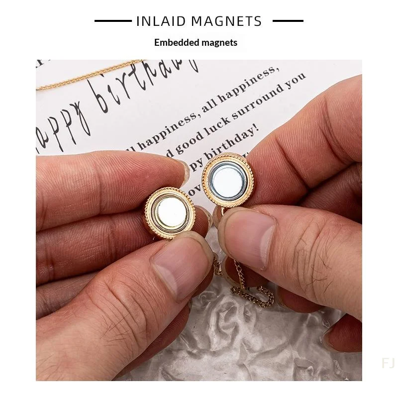 [YU]Multi-Function Pearl Magnetic Jean Buttons Clip With Chain Metal Clothing Clip Cuff Clip