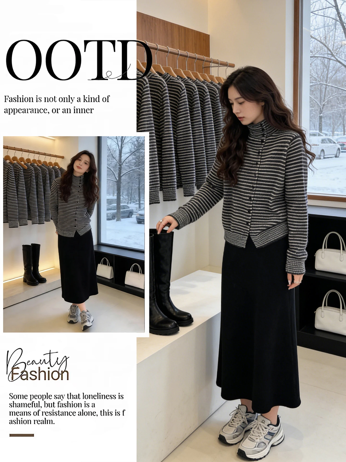 

Повседневный женский вязаный кардиган с высоким воротником в полоску, весна 2026, новинка, универсальный, для отдыха, качественный, из полиэстера