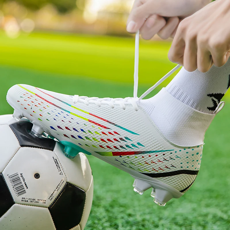 High Ankle Breathable Men's Soccer Shoes TF/FG Outdoor Professional Training Football Boots Non-Slip Lightweight Soccer Boots