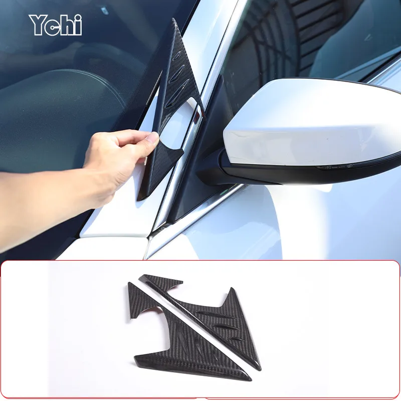 For Maserati Ghibli 2014-19 Real Carbon Fiber Front Window A-pillar Rearview Mirror Triangle Cover Trim Car Exterior Accessories