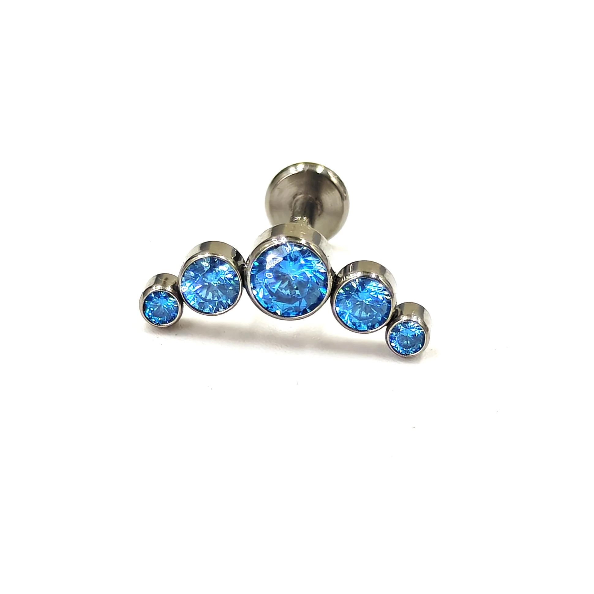 ASTMF136 Titanium ear stud Cartilage Earrings 5 CZ Stone Labret Ring Stud Helix Cartilage Piercing Labret Stud Piercing Jewellry