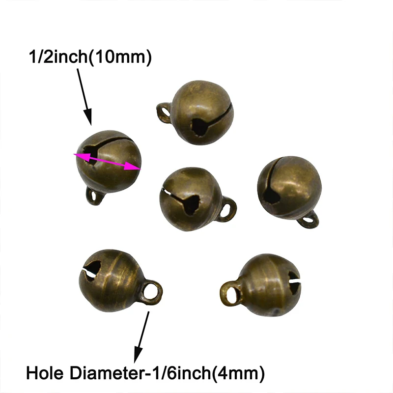 50/100Pcs 10mm Bronze Jingle Bell Mini Vintage Craft Bell Antique Brass Tinkle Bell for DIY Jewelry Pet Collar Wedding Gifts DIY