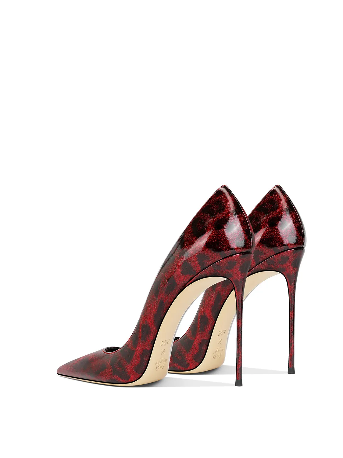 New Red Leopard Print Patent Leather High-End and Versatile Temperament Pointed Toe High Heels for Women 33-46