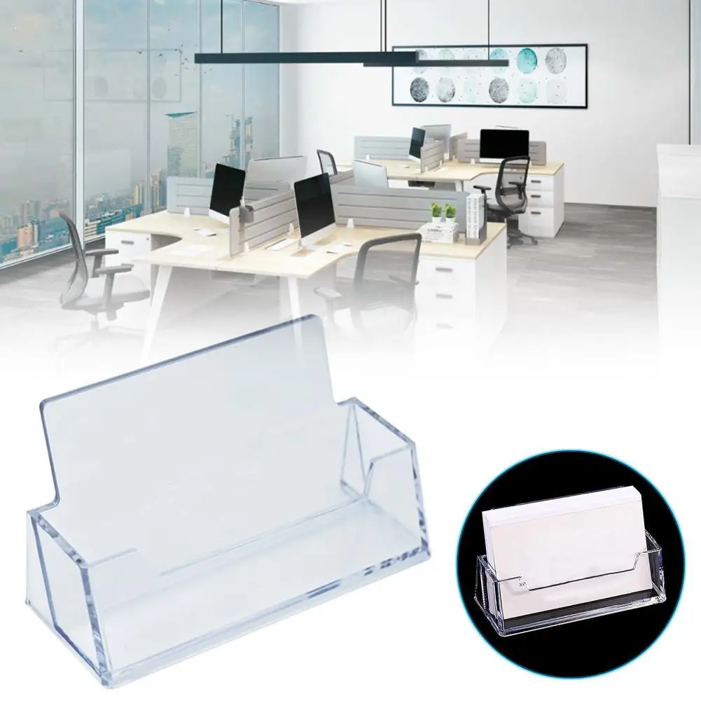 Clear Desk Shelf Box, Armazenamento Display Stand, Acrílico Plástico, Transparente, Titular do cartão de visita, Titular do cartão do lugar, Desktop