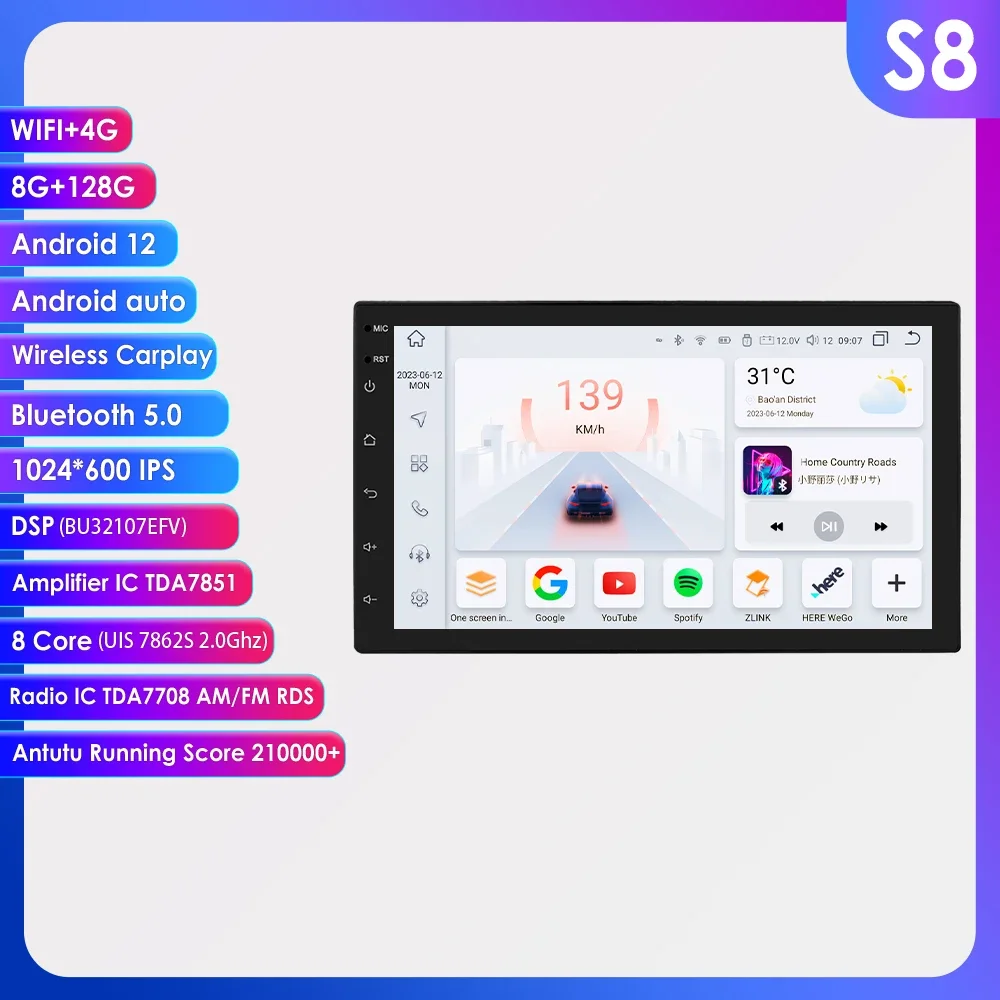 

7"Android Car radio Universal Head Unit 7862 DSP RDS Carplay 2din GPS navigation Stereo Audio Autoradio screen 4G WIFI Bluetooth