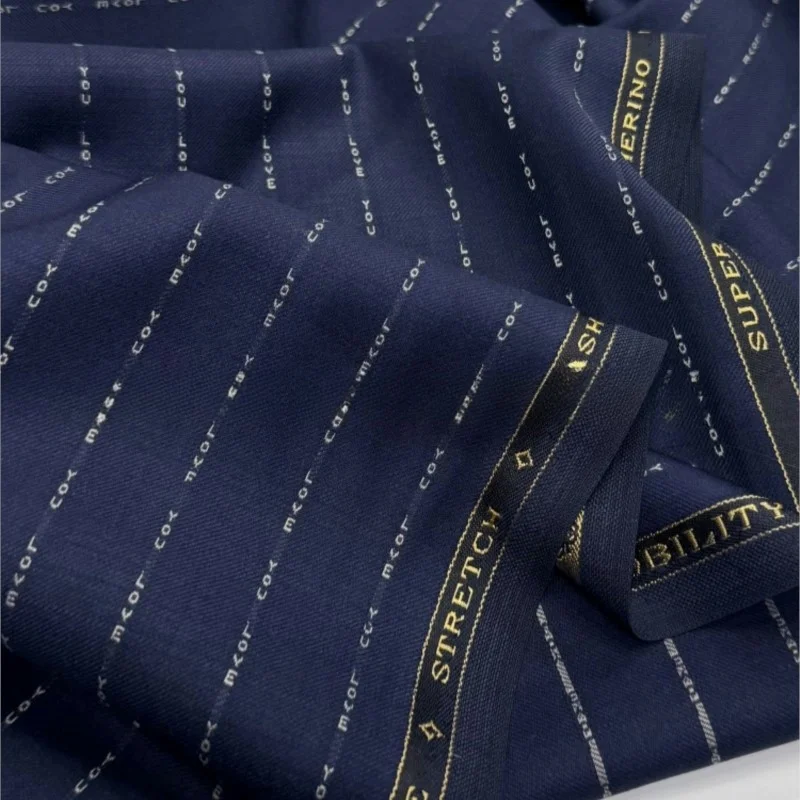 Letter stripe suit fabric 100%% pure wool wrinkle resistant machine washable natural elastic