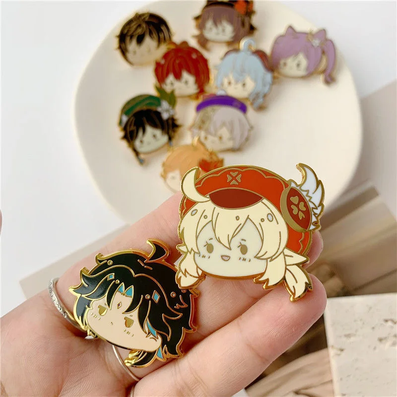 1PC gra Anime Genshin Impact Xiao Hutao Alloy plakietki ubrania biżuteria kołnierz broszki akcesoria śliczne prezenty dla przyjaciela