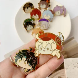1PC Anime Game Genshin Impact Xiao Hutao Alloy Lapel Badges Clothes Jewelry Collar Brooches Accessories Cute Gifts For Friend