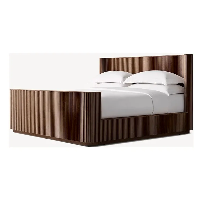 

American country retro bedroom household solid wood bed, French oak villa double, wedding bed