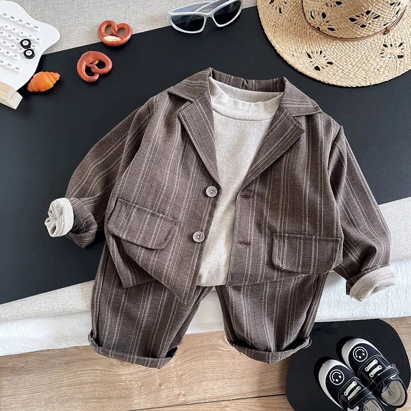 New Autumn Baby Clothes Kids Clothing Suit Children Boys Striped Coat T-Shirt Pants 3Pcs/Sets Infant Costume Toddler Tracksuits