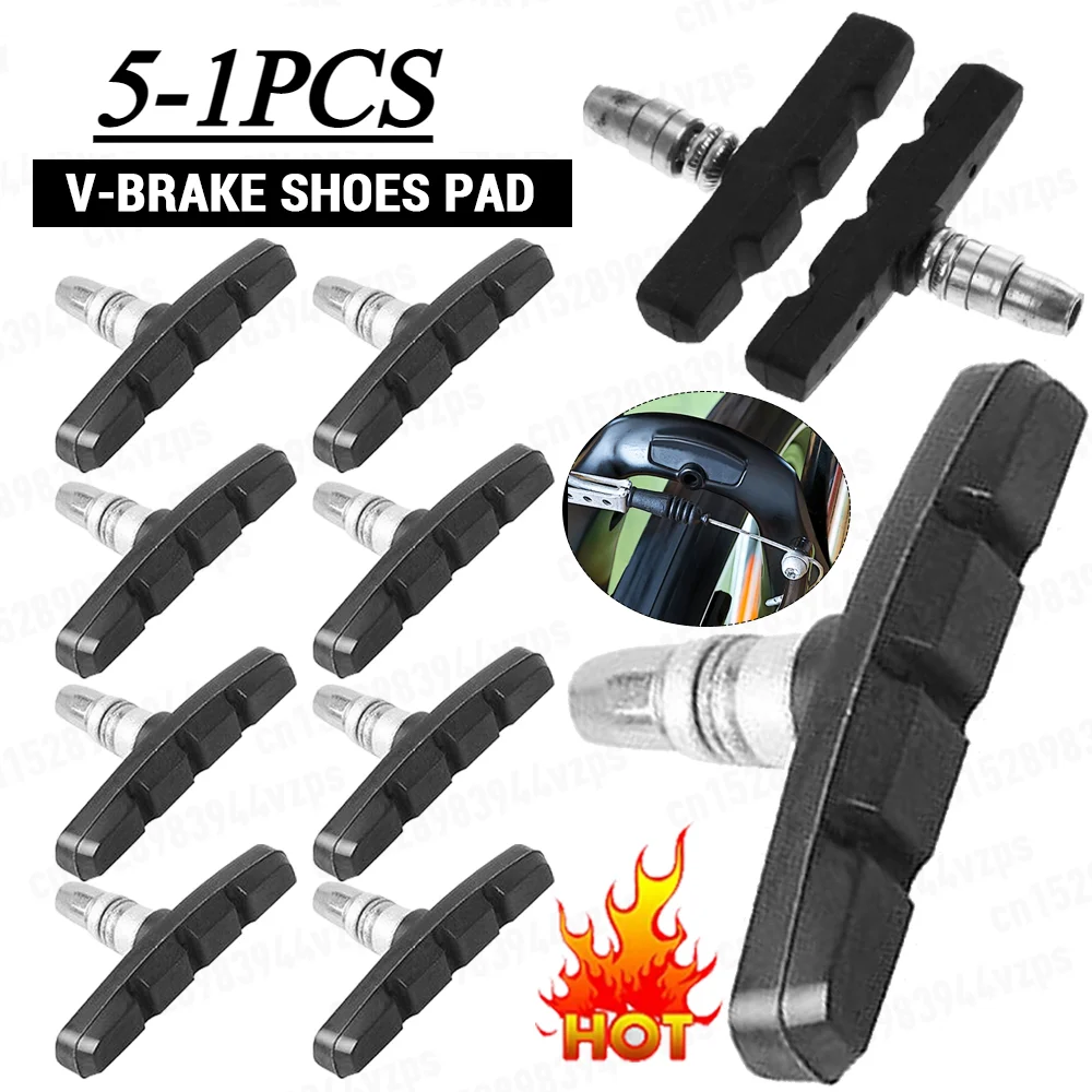 5-1PC Bike Brake Block Rubber Brake Pads V-brake Shoes Pads Silent Brake Pads Bicycle Brake Shoes Bicycle Cycling Accessories