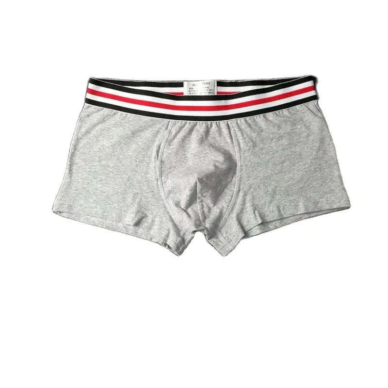 TOPMen\'s Cotton Boxer Underwear Men\'s Fashion Stripe Belt Solid Color Underpants Ultra Soft Comfy Breathable Male Panties Shorts