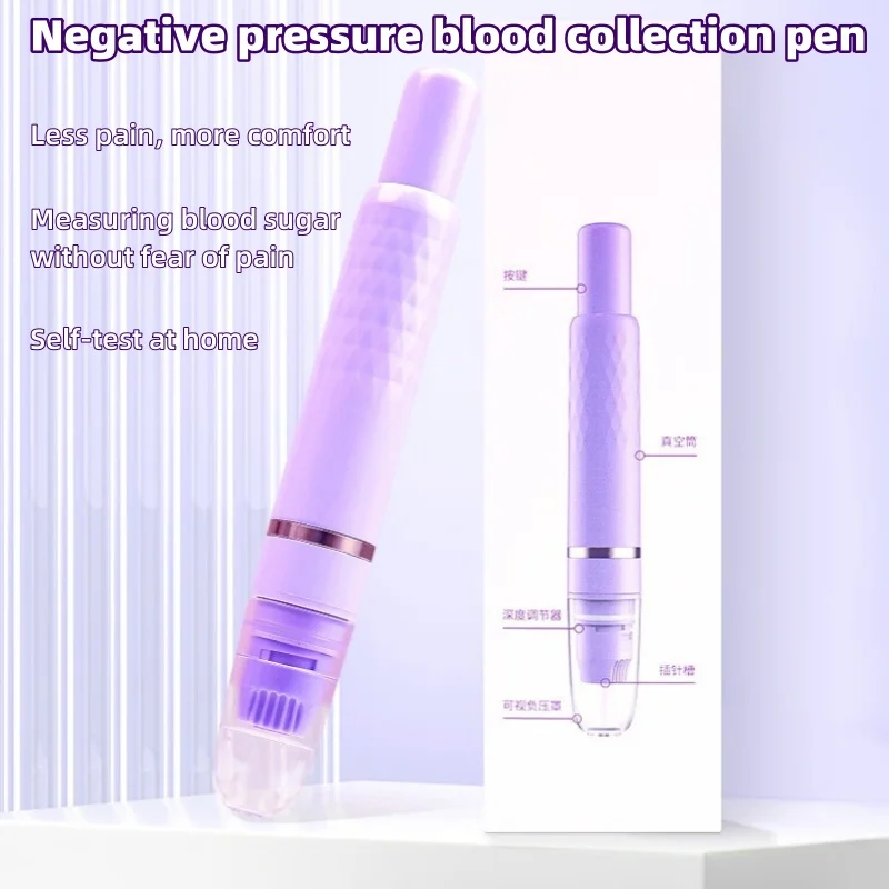 Negative Pressure Painless Home Blood Collection Pen Needle Bloodletting Pen Lancet Pen Metal 5-speed Adjustable Health Care