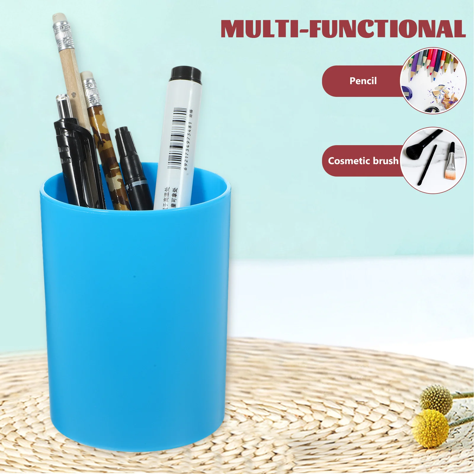 2Pcs Pencil Organizer for Desk Pen Holder Large Capacity Makeup Brush Holder Reusable Plastic Pencil Cup Stylish Rounded Edge