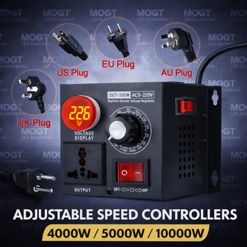 Voltage Regulator Speed Temperature Light AC 220V 4000W 5000W 10000W Adjuatable Dimmer Compact Variable Voltage Controller