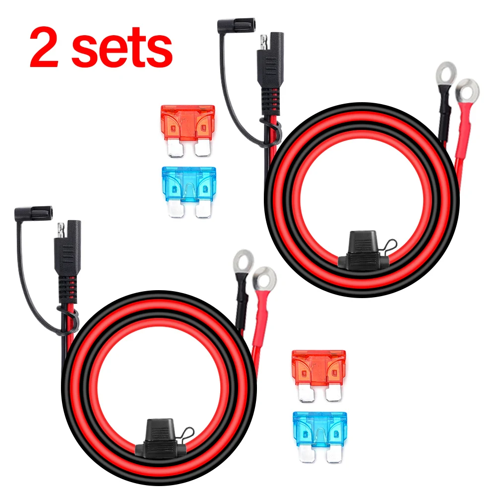 

1/2set 16AWG Quick Release SAE Cable With Fuse Terminal O Connector Battery Charger Extension Adapter Wire Terminal