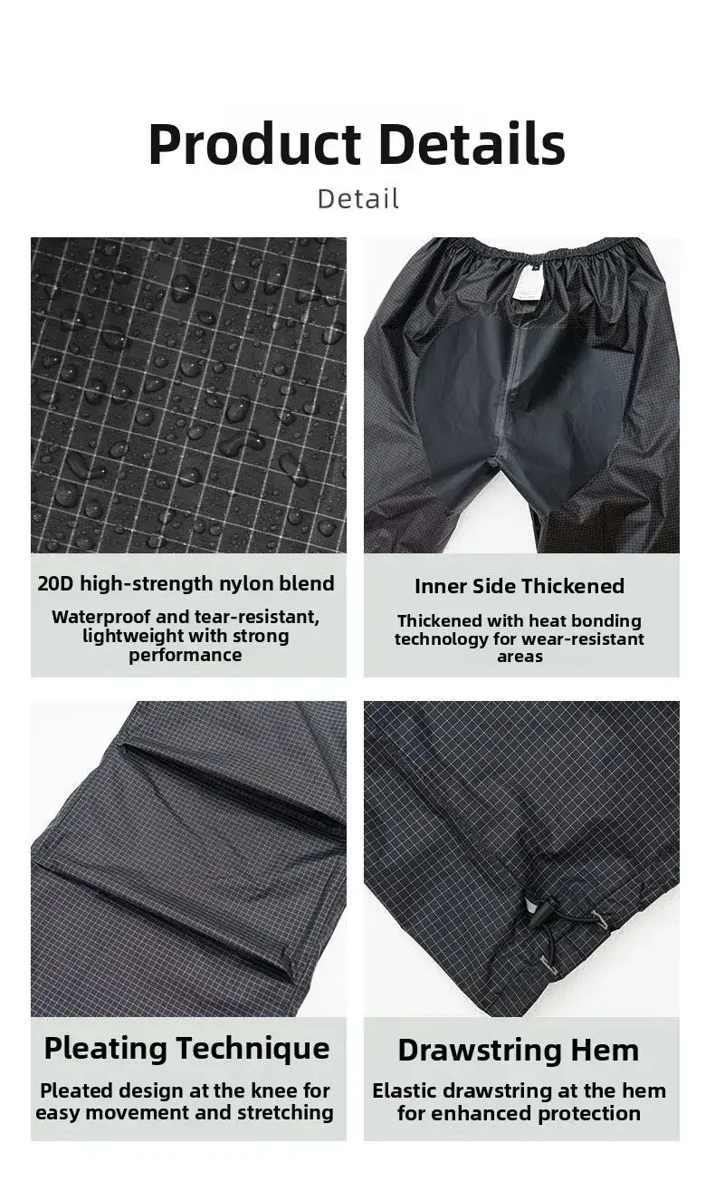 3F UL GEAR Spilt Rain Poncho Pants Ultraleichte Regenmäntel aus 15D-Nylon, wasserdicht, für Radfahren, Camping, Wandern – Detail 25