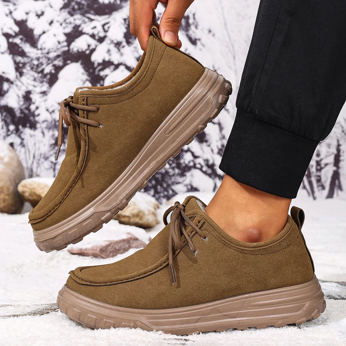 

2025 зимняя новая мужская хлопковая обувь, утепленная теплая повседневная универсальная противоскользящая прочная подошва, бесплатная доставка, мужская обувь