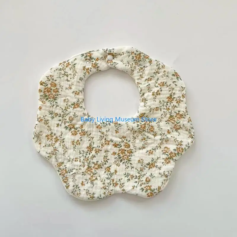 

P31C Baby Bibs Petal Feeding Bibs Printed Pattern Bibs for Infant Toddlers 6 Layers Soft Drooling Apron Cotton Burp Cloths