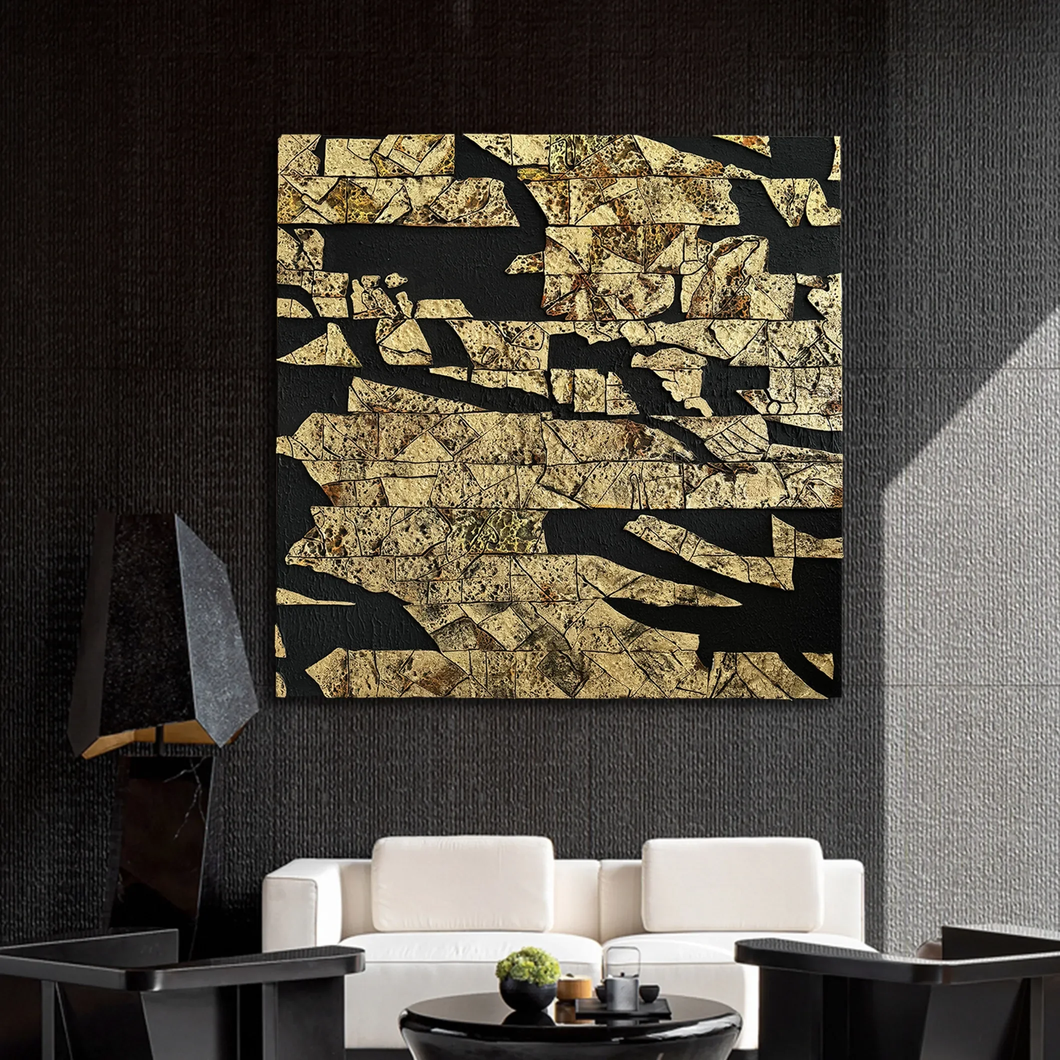 luxury decorative painting high sense living room hanging painting villa model room three-dimensional hand-painted texture mural