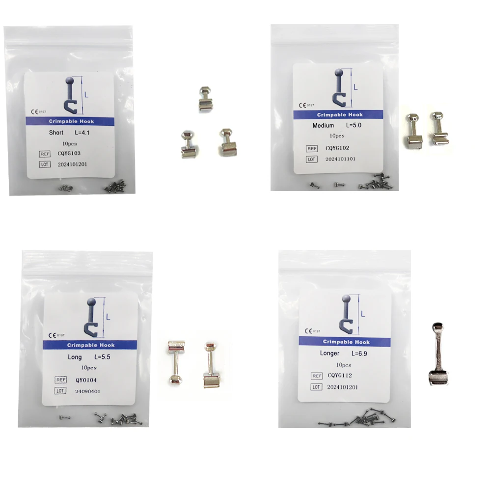 

10Packs 100Pcs Crimpable Hook Short Medium Long Long7mm