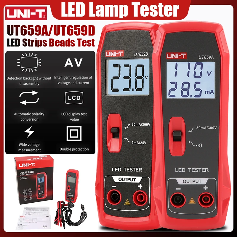 UNI-T UT659A UT659D тестер светодиодной лампы 0 ~ 300 В выход тестер подсветки телевизора многофункциональные светодиодные ленты бусины тест электрические инструменты