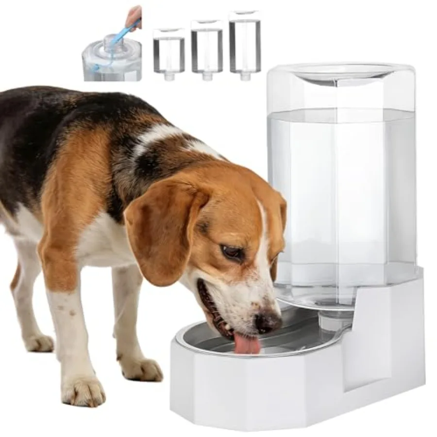 

Automatic Pet Water Dispenser: Gravity Stainless Steel Water Bowl - with Specialized Brush - Angular Water Feeder for Senior Pe