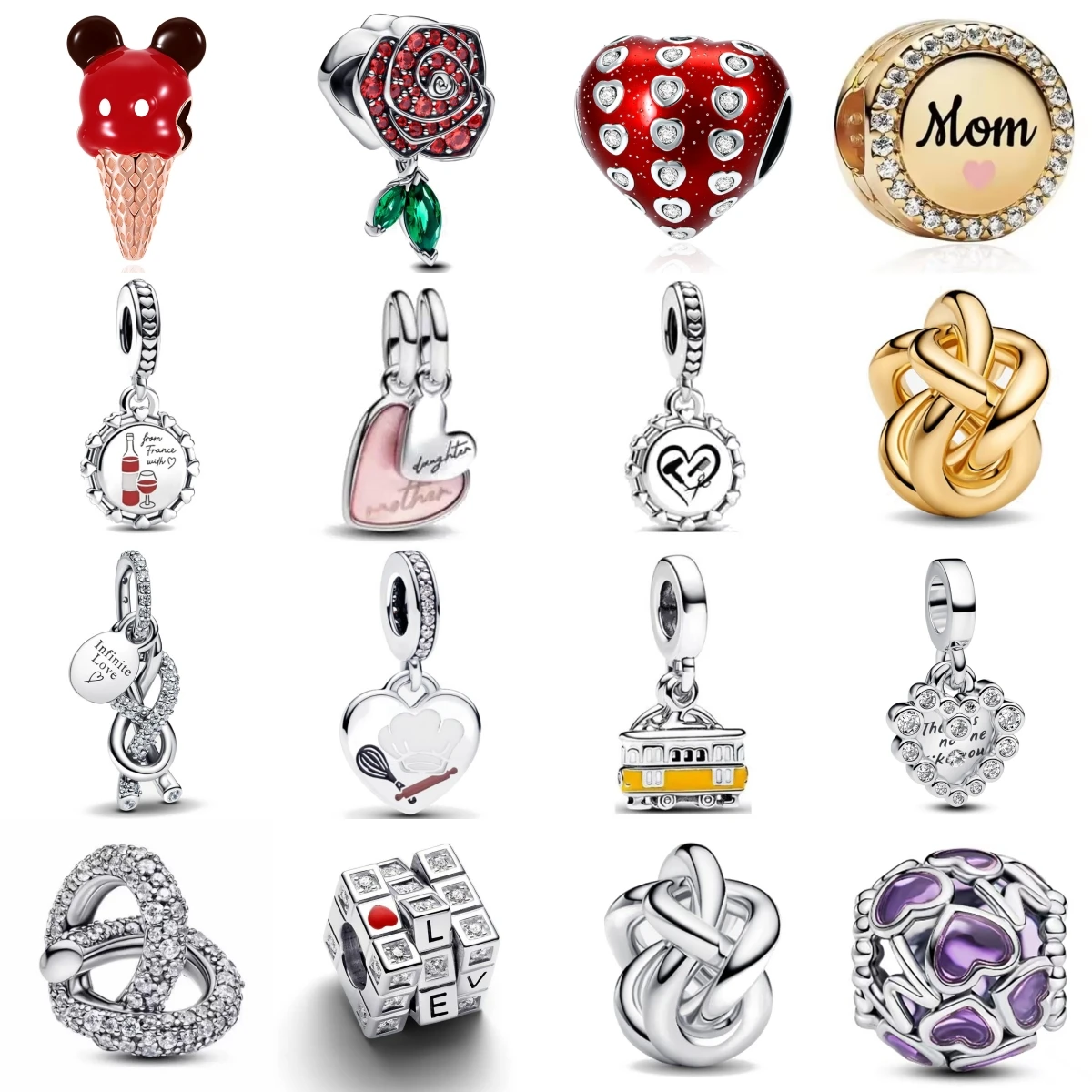 New 925 Sterling Silver Car Full Love Infinite Heart Flower Charm Fit Original Bracelet Pendant Love Collection Women DIY 2025