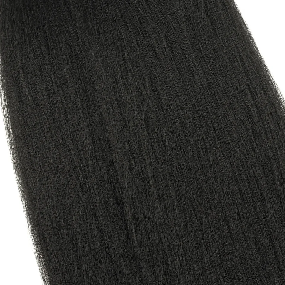 Extensiones de Cabello con Clip Yaki Lacio Sintético de 22 Pulgadas para Mujer Fibra Resistente al Calor Negro 7 Piezas por Set 2