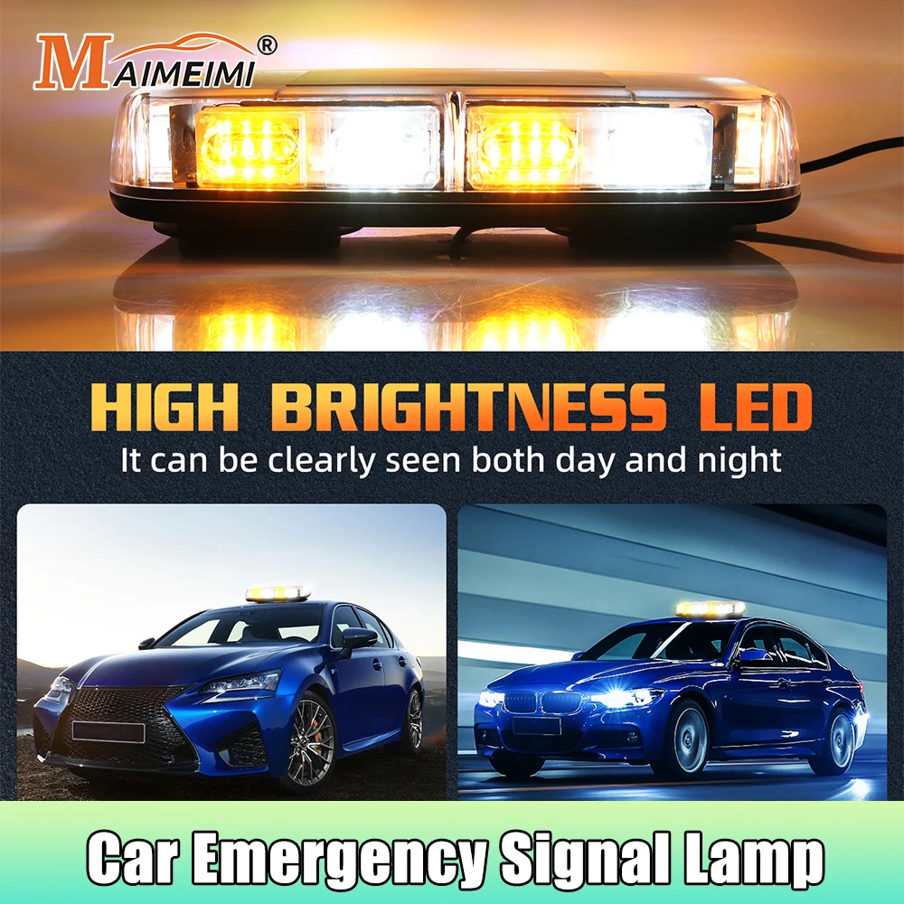 

Автомобильная аварийная сигнальная лампа, желтый 48 светодиодов, стробоскопы на крыше, предупреждение о безопасности, мигающий маяк для 12 В 24 В, легковых автомобилей, грузовиков