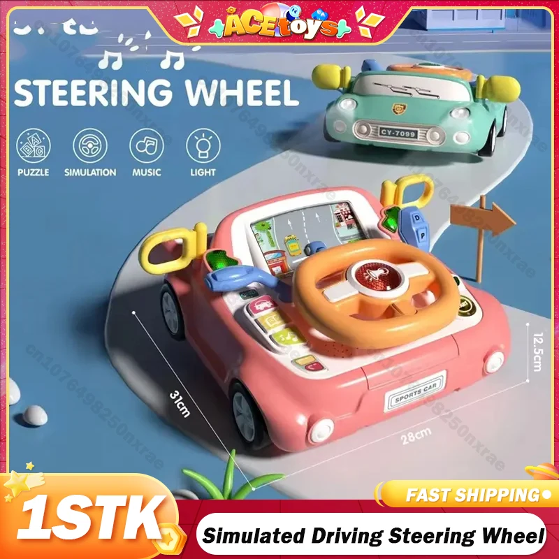 Simulated Driving Steering Wheel Eletric Steering Wheel Toy with Light Sound for Baby Kids Educational Portable Vocal Toys Gifts