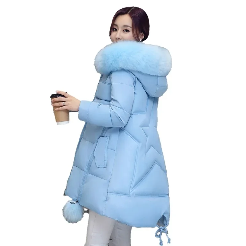 Winter Cotton-Padded Women Korean Version Thickened Mid-Length Hooded A-Line Cloak-Type Padded Jacket