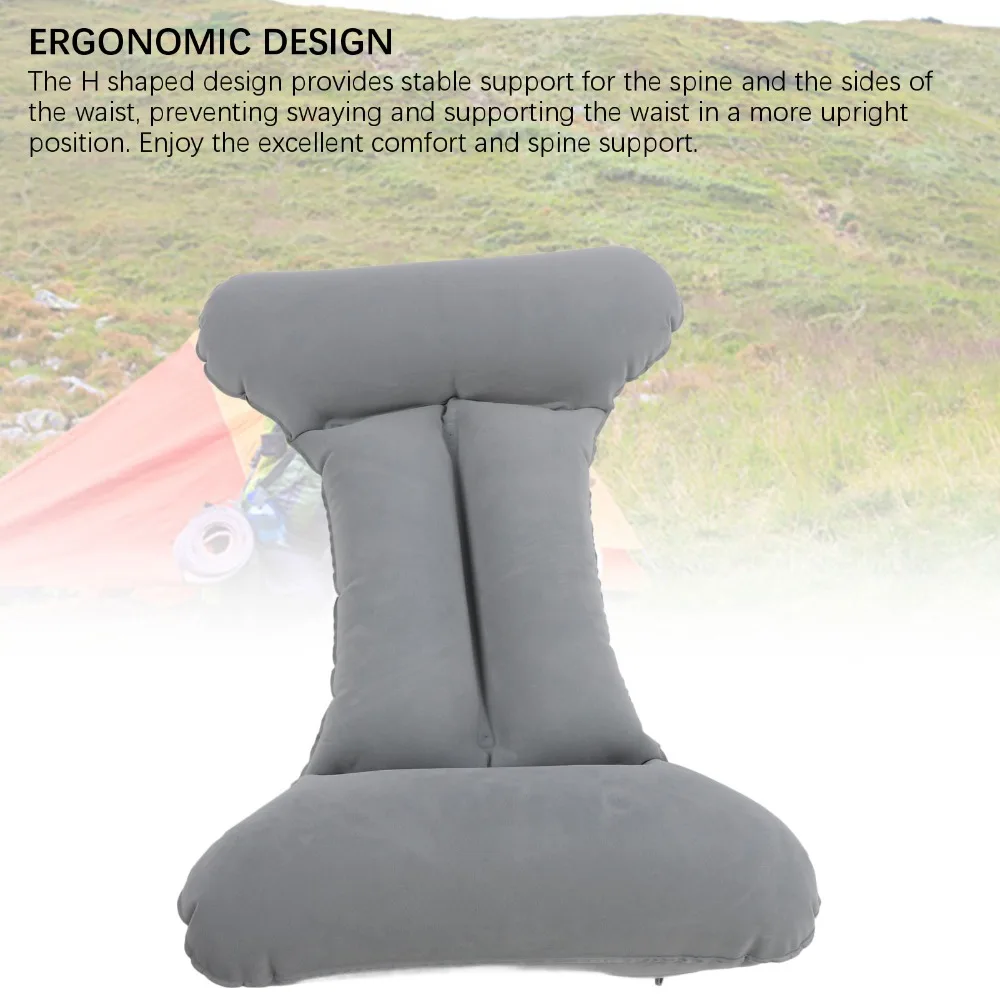 Portable Inflatable Lumbar Pillow Self Inflating Foldable Inflatable Waist Pillow H-Type Lumbar Support Pillow Long Flight