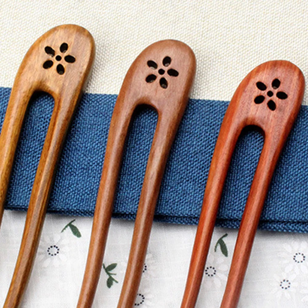 U Shape Hair Stick Hair Chinese Hairpins Styling Accessories Wooden Handmade Elegant Headwear for Women Girls image 5