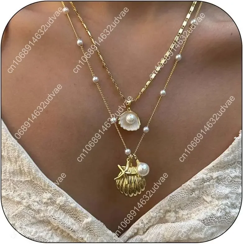 Escolha de todos os ouro concha do mar charme colar jóias para mulheres verão boho concha praia estrela do mar colar acessórios de moda s