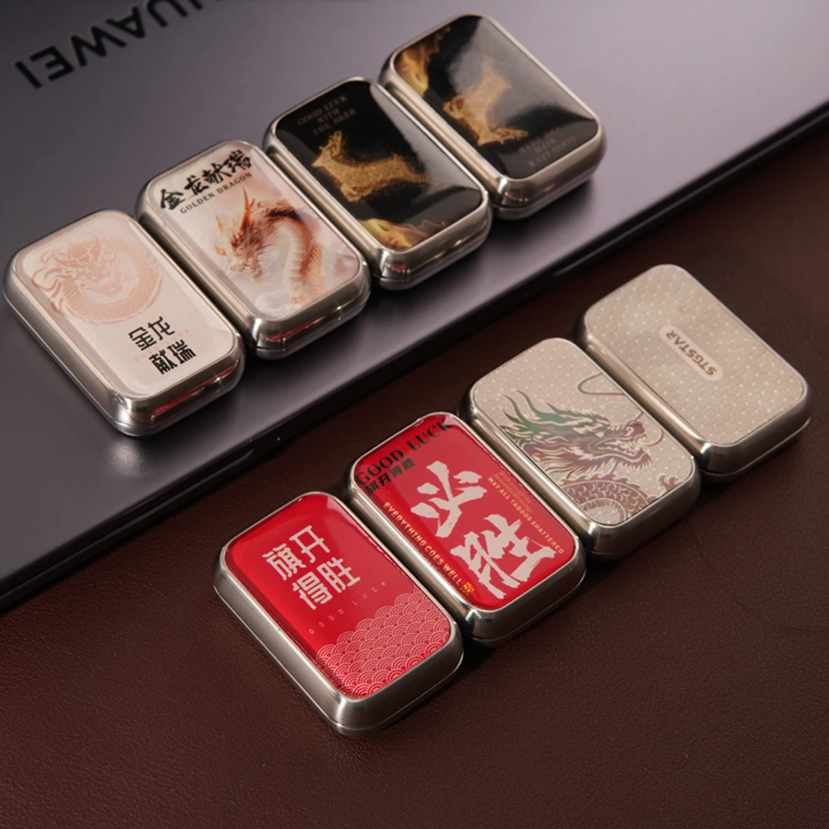 Dragon Infinite-position EDC Mechanical Card-pushing Metal Fingertip Toy Magnetic Force Fidget Spinner Stress-relieving ADHD Toy