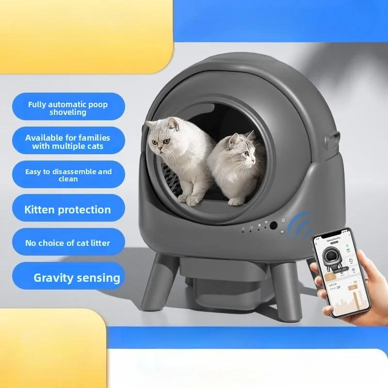 

2025 Smart Cat Litter Box, Automatic Shit Shoveling, Automatic Cleaning, Foam Anti-splash Roller Cat Toilet