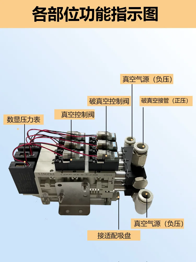 Large flow vacuum pump integrated suction and breaking integrated solenoid valve group