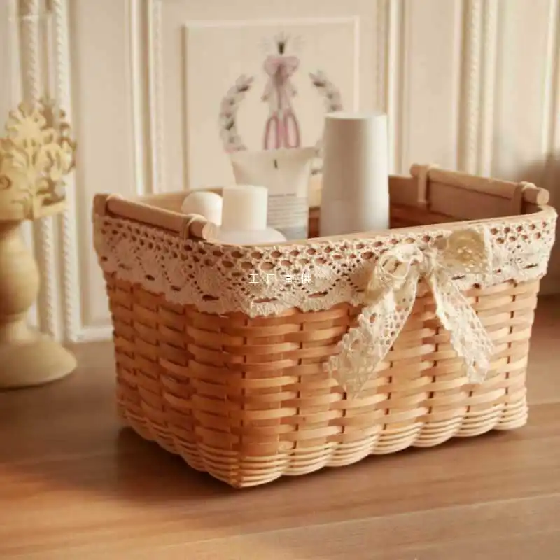 Vine Woven Wood Chips Woven Small Kitchen Ginger Onion Garlic Egg Storage Box