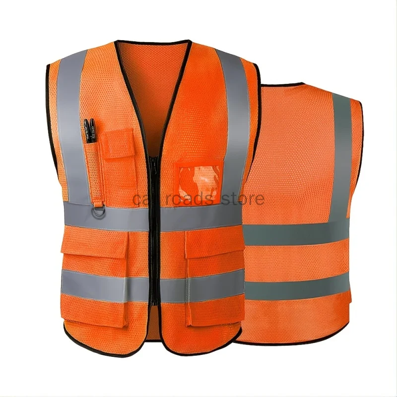 Gilet di sicurezza riflettente per donna uomo sicurezza ad alta visibilità con tasche la parte anteriore con cerniera soddisfa gli standard ANSI/ISEA