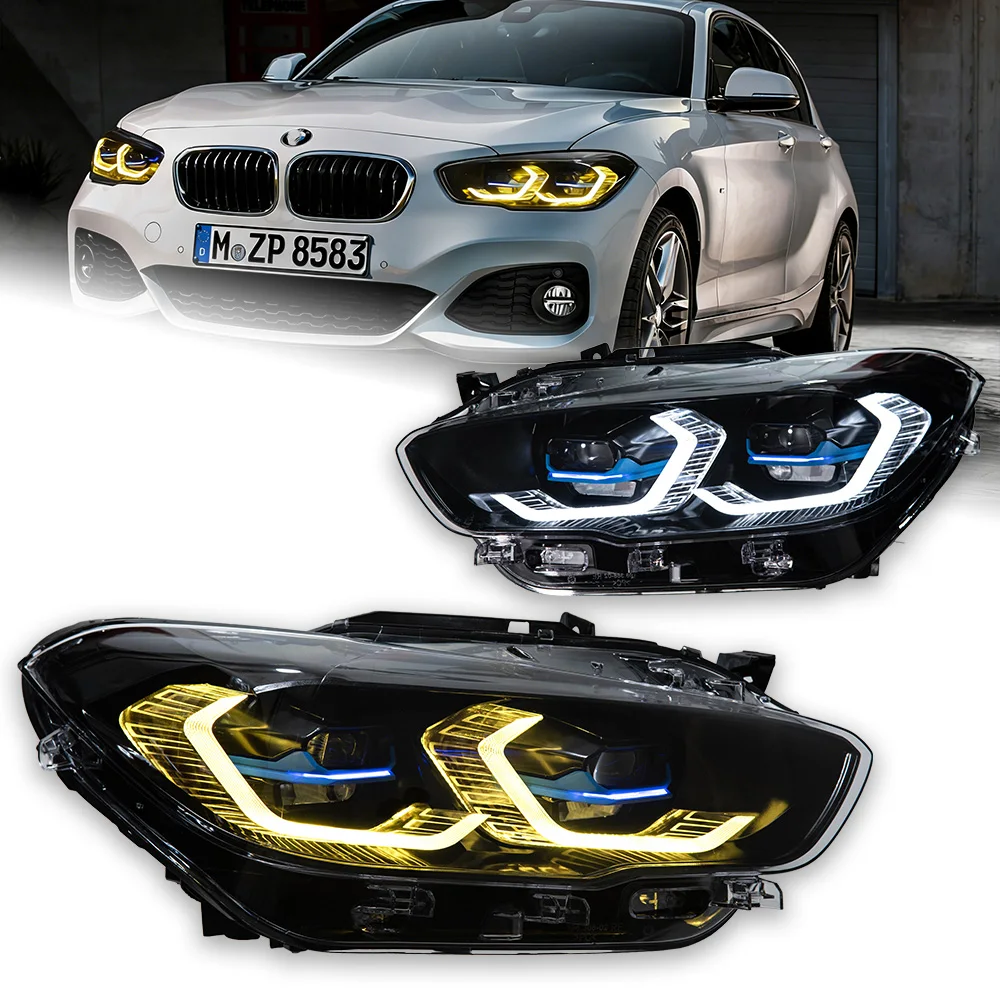Image of AKD Styling LED-Autolichter für BMW 1er Serie F20 F21 LCI 2015-2019 Scheinwerfer Angel Eyes CSL Gelbe LED-Tagfahrlichter Blinker Abblendlicht Fernlicht Front-Autozubehör